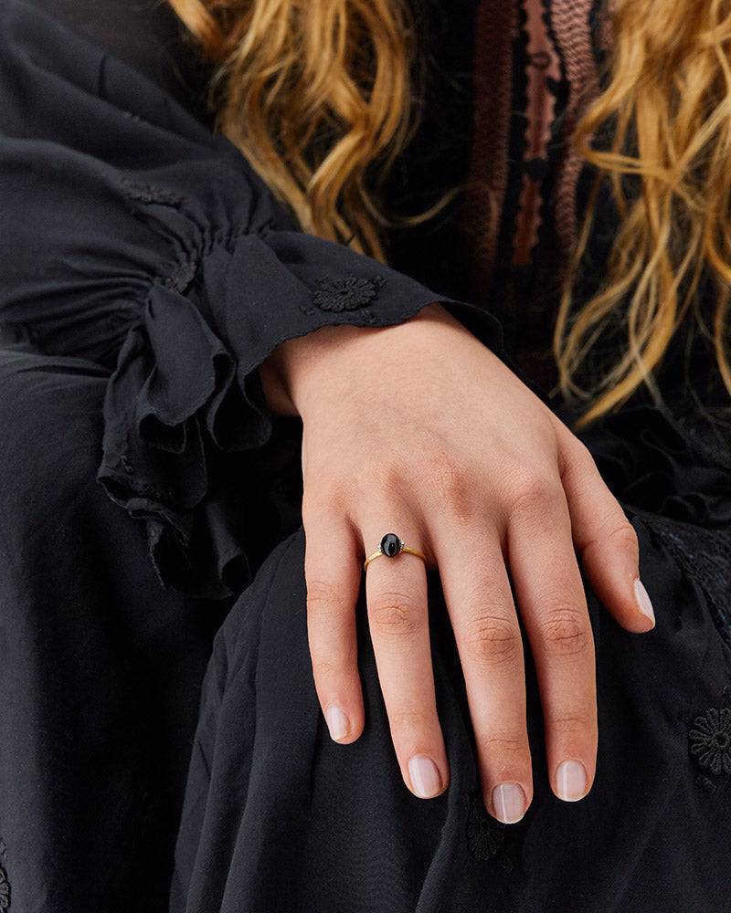 Nanis Anello "DANCING MYSTERY BLACK" con boule in oro, diamanti e onice nero – Nanis Italian Jewels Qualità Garantita