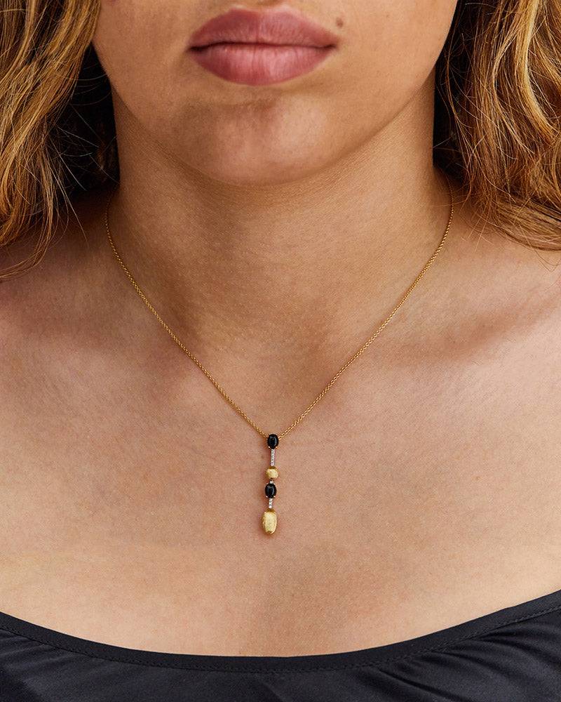 Nanis Collana "DANCING MYSTERY BLACK" pendente in oro, diamanti e onice nero – Nanis Italian Jewels Acquista Ora