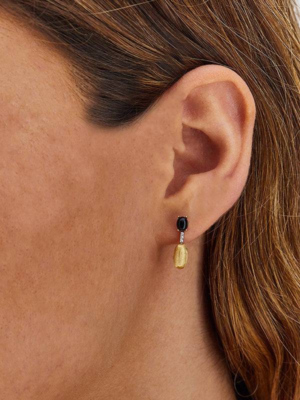 Nanis Orecchini "DANCING MYSTERY BLACK" pendenti in oro, diamanti e onice ne – Nanis Italian Jewels Affare Del Giorno