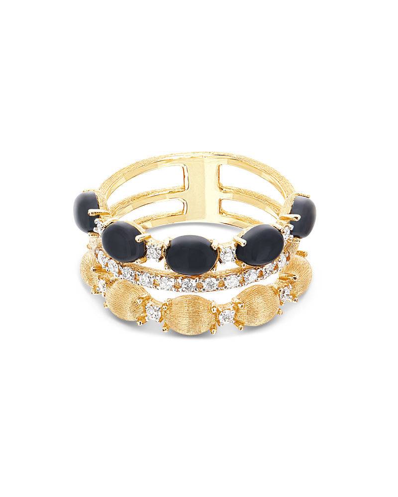 Nanis Anello "DANCING MYSTERY BLACK" a tripla fascia, pavé di diamanti, boul – Nanis Italian Jewels Convenienza