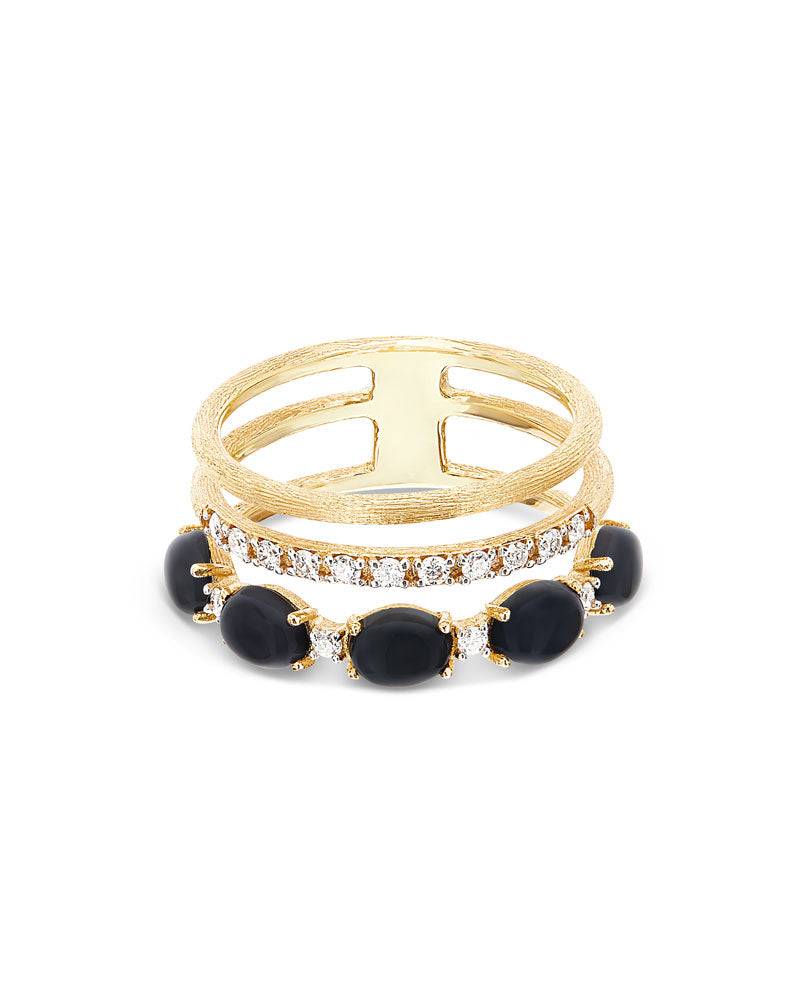 Nanis Anello "DANCING MYSTERY BLACK" a tripla fascia, in oro, pavé di diaman – Nanis Italian Jewels Novità