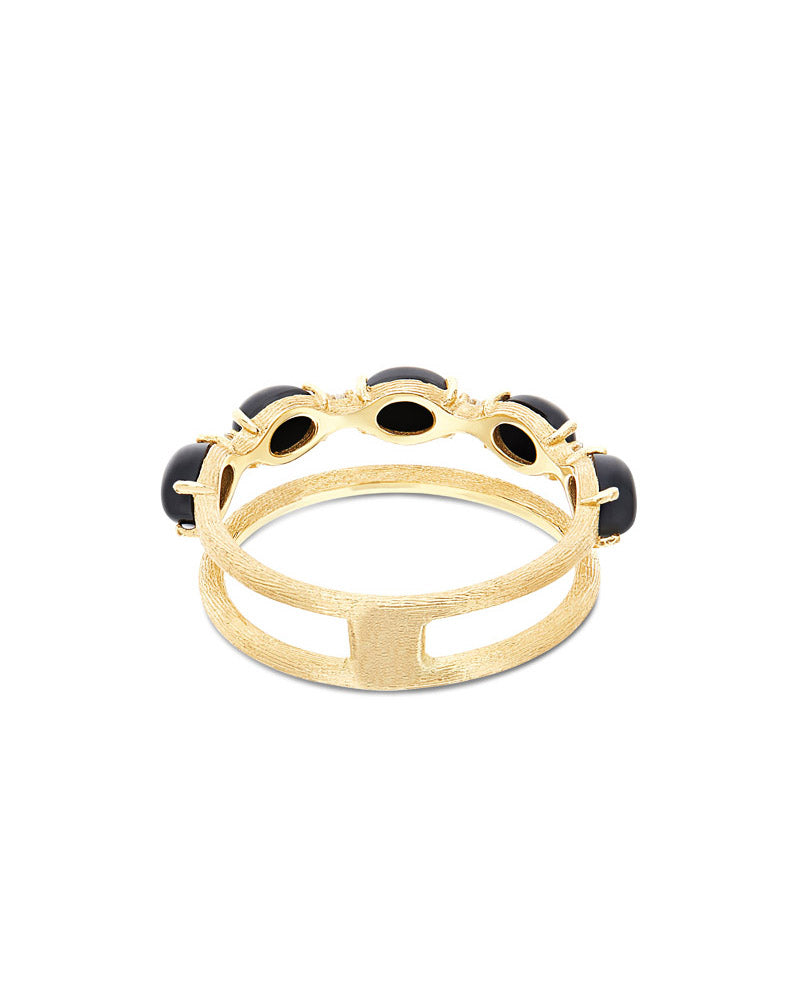Nanis Anello "DANCING MYSTERY BLACK" a doppia fascia in oro, diamanti e onic – Nanis Italian Jewels Presa