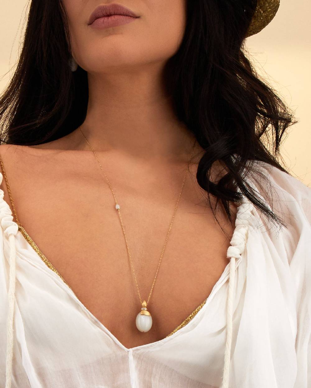Nanis Collana "WHITE DESERT" in oro e pietra di luna (lunga) – Nanis Italian Jewels Offerte