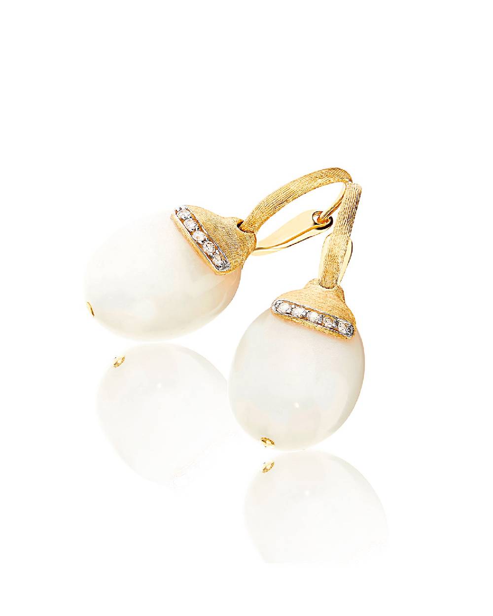 Nanis Orecchini ciliegine "WHITE DESERT" pendenti in oro, pietra di luna e d – Nanis Italian Jewels Saldi Di Fabbrica