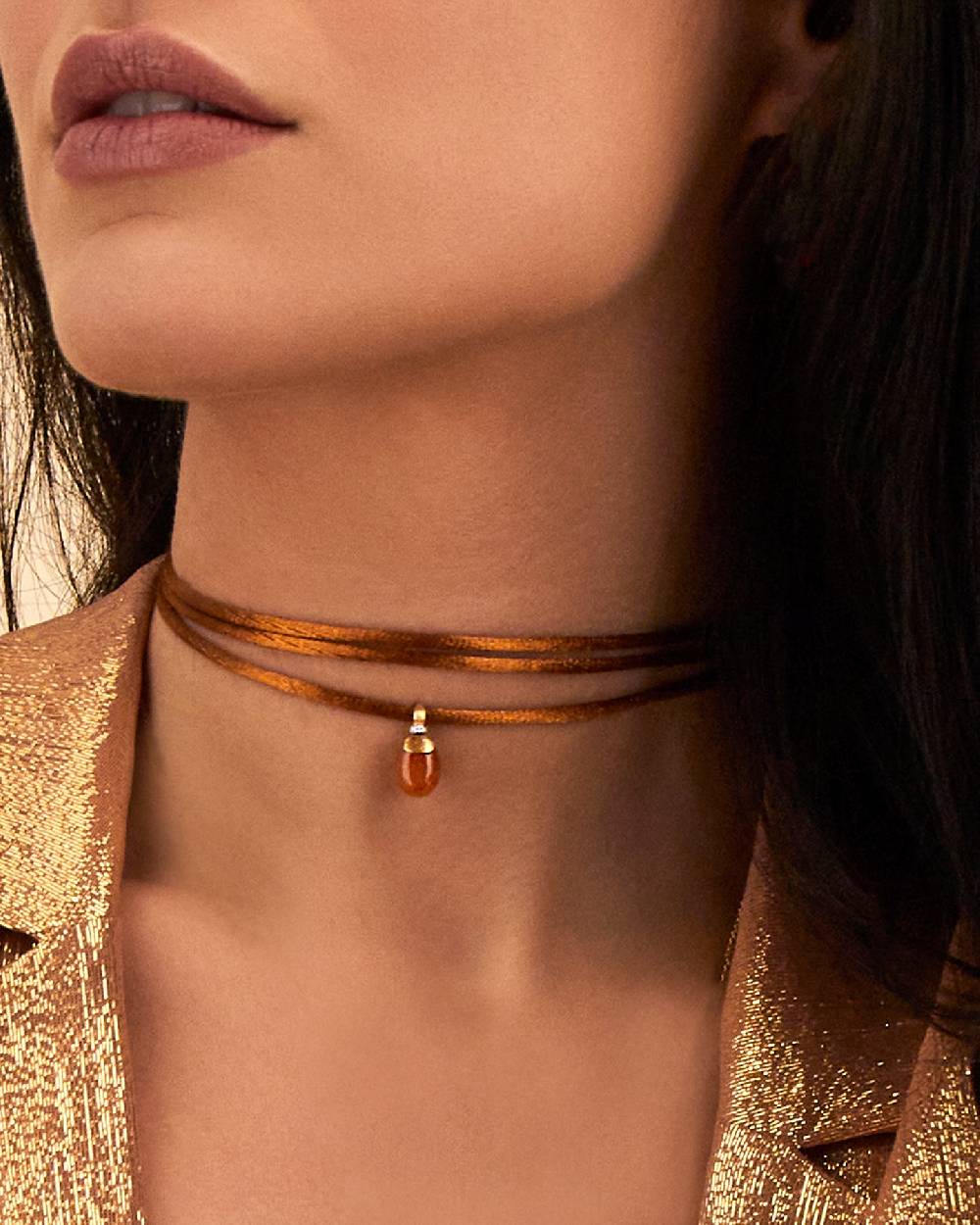 Nanis Pendente "PETRA" in oro, diamanti e avventurina arancione (piccolo) – Nanis Italian Jewels Moda