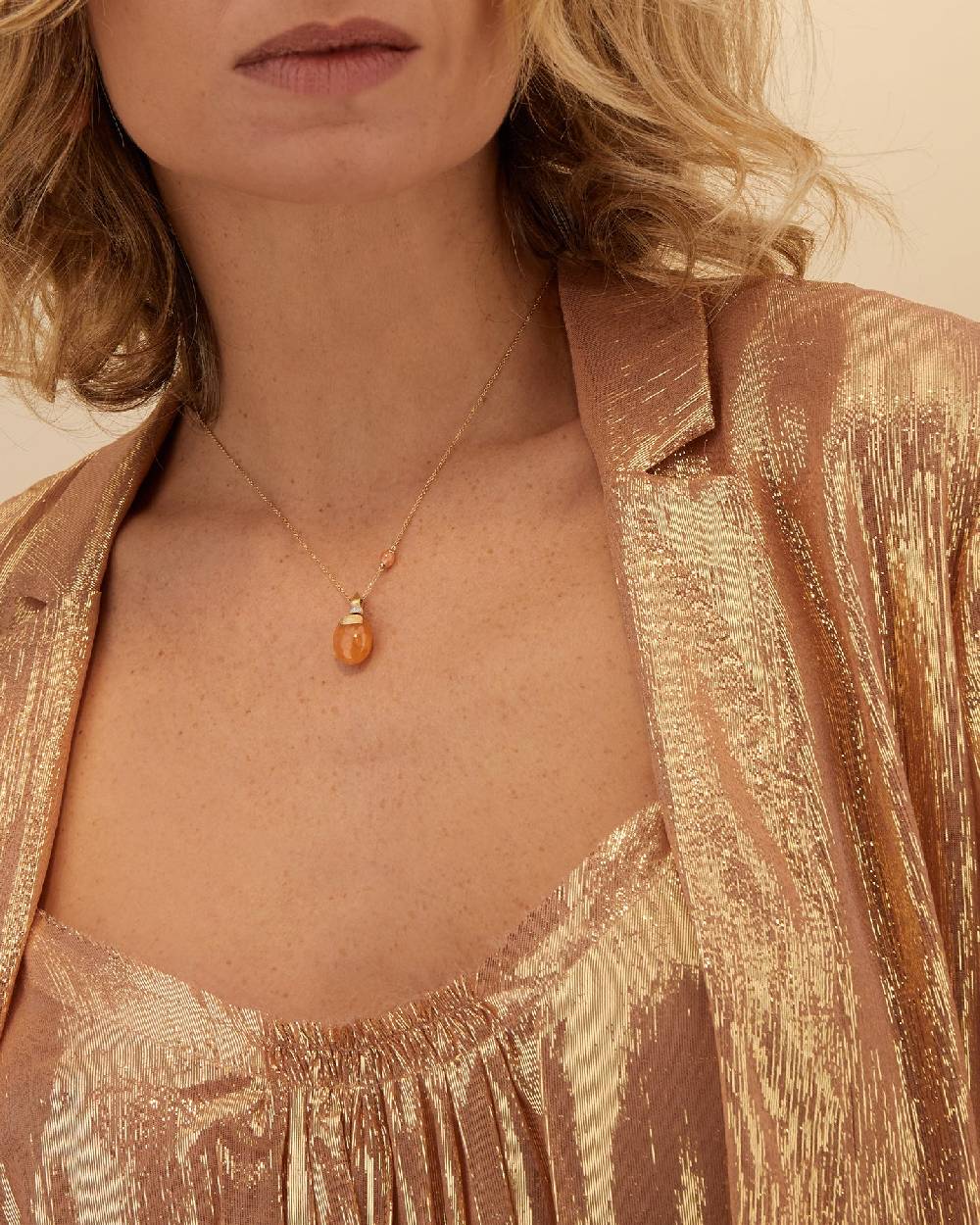Nanis Collana "PETRA" in oro e avventurina arancione (corta) – Nanis Italian Jewels Italia