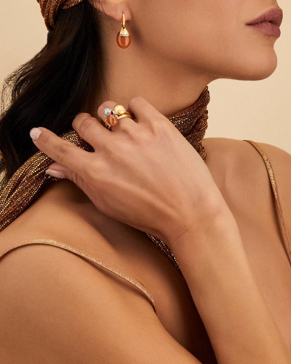 Nanis Orecchini ciliegine "PETRA" pendenti in oro, avventurina arancione e d – Nanis Italian Jewels In Linea