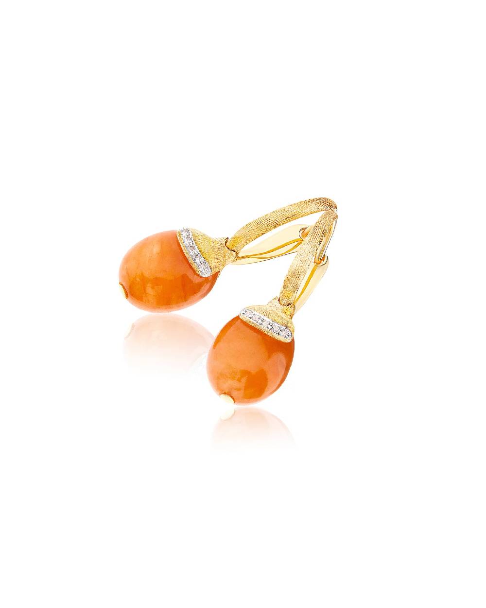 Nanis Orecchini ciliegine "PETRA" pendenti in oro, avventurina arancione e d – Nanis Italian Jewels Nuovo
