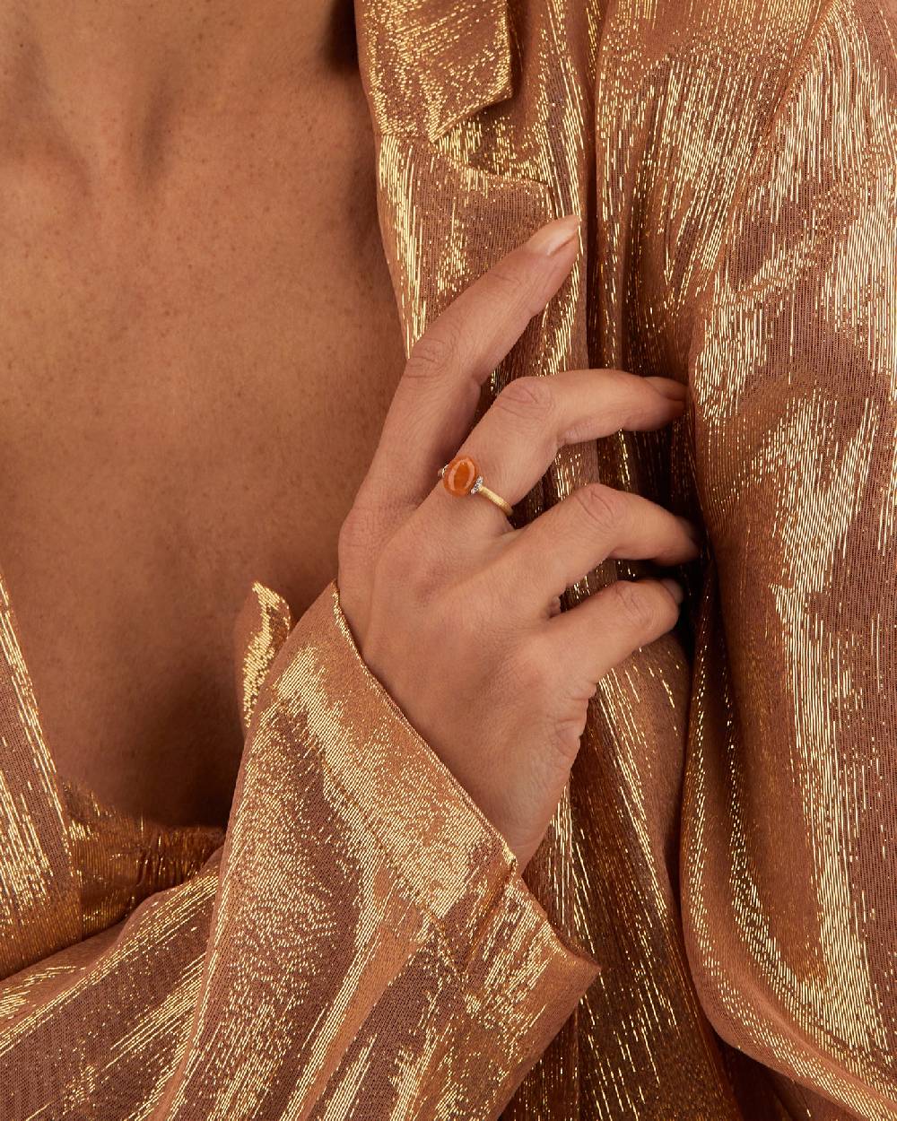 Nanis Anello "PETRA" in oro, diamanti e avventurina arancione (piccolo) – Nanis Italian Jewels Vendita