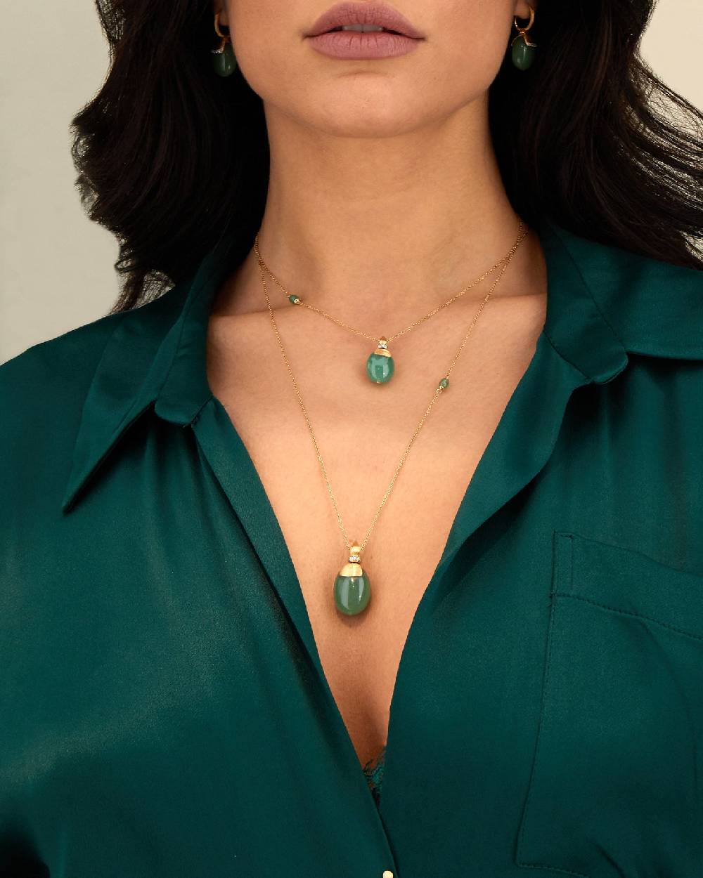 Nanis Pendente "AMAZZONIA" in oro, diamanti e avventurina verde (grande) – Nanis Italian Jewels Promozione