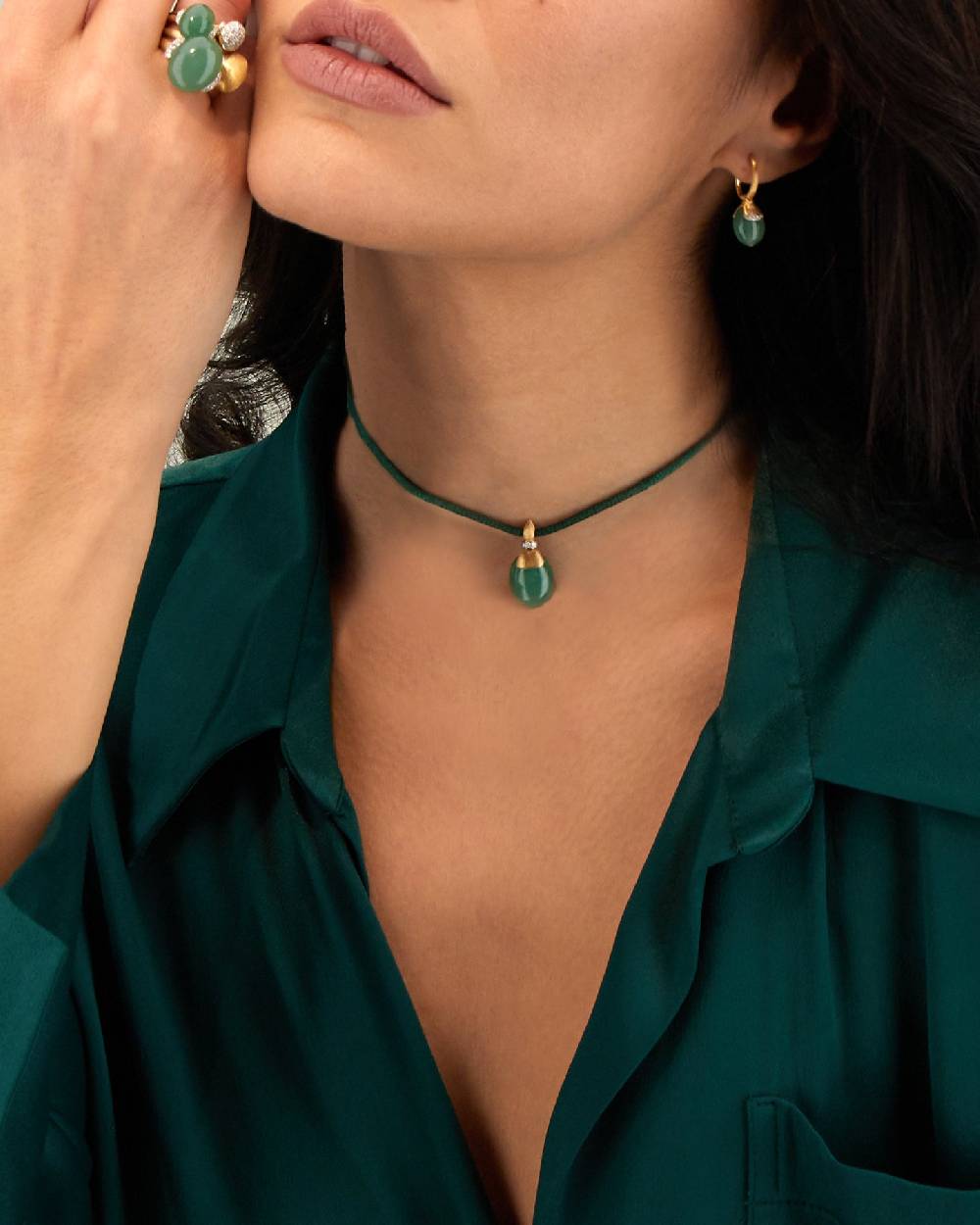 Nanis Pendente "AMAZZONIA" in oro, diamanti e avventurina verde (medio) – Nanis Italian Jewels Spedizione Gratuita