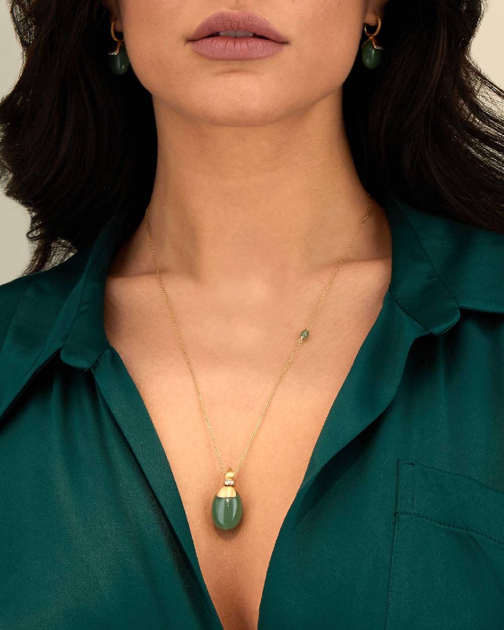 Nanis Collana "AMAZZONIA" in oro e avventurina verde (lunga) – Nanis Italian Jewels Soddisfazione Garantita