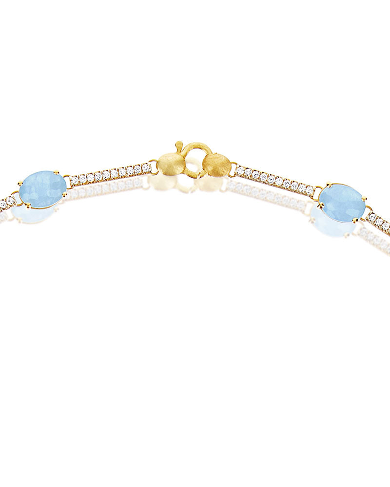 Nanis Collana girocollo "ARIA" in oro, acquamarina e barrette di diamanti – Nanis Italian Jewels Moda