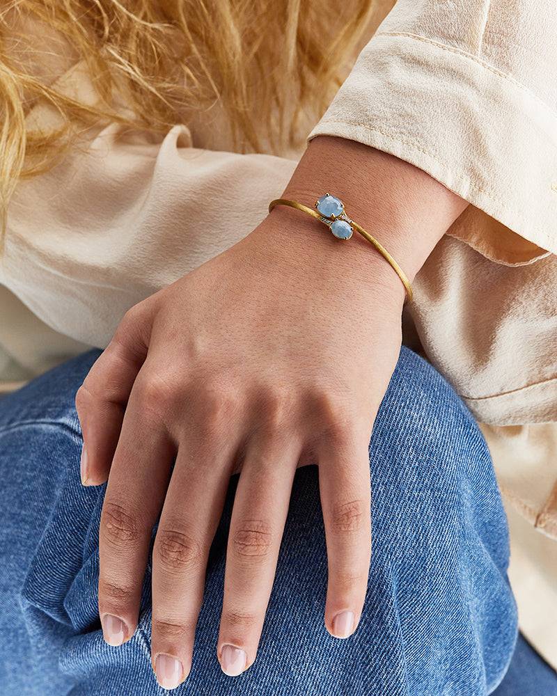 Nanis Bracciale a schiava "IPANEMA" in oro, acquamarina e diamanti – Nanis Italian Jewels Italy