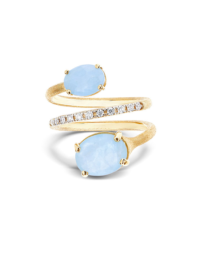 Nanis Anello contrariè "IPANEMA" in oro, acquamarina e diamanti – Nanis Italian Jewels Italia