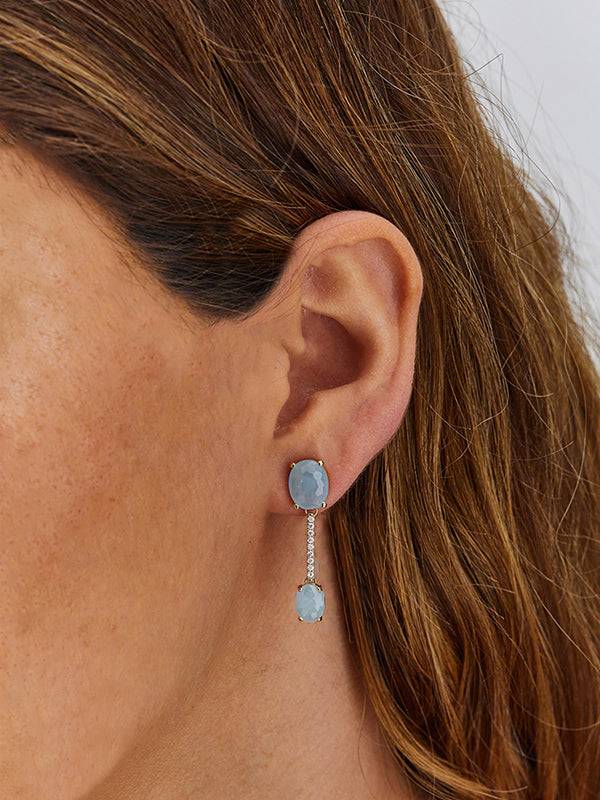 Nanis Orecchini "IPANEMA" in oro, acquamarina e barrette di diamanti – Nanis Italian Jewels In Linea