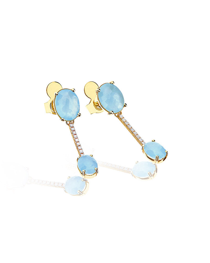 Nanis Orecchini "IPANEMA" in oro, acquamarina e barrette di diamanti – Nanis Italian Jewels In Linea
