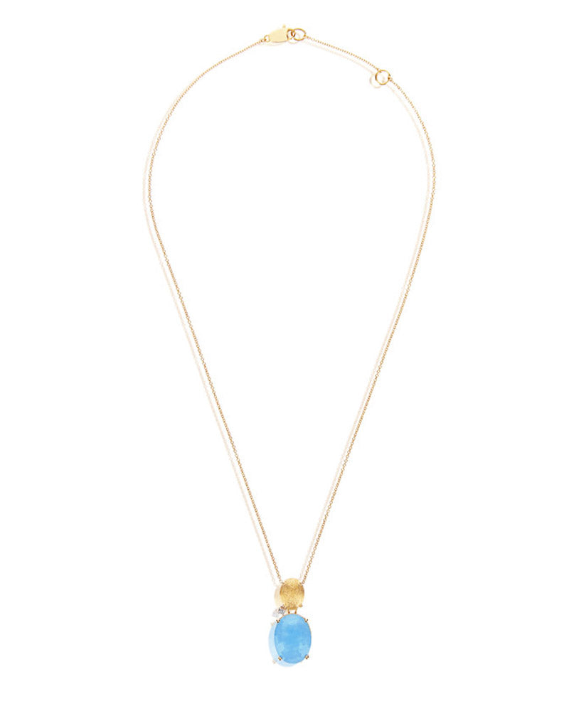 Nanis Collana "IPANEMA" con boule pendente in oro, acquamarina e dettaglio d – Nanis Italian Jewels Nuovo