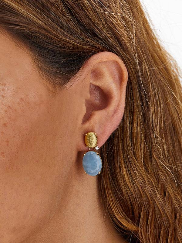 Nanis Orecchini "IPANEMA" con boules in oro, acquamarina e dettaglio di diam – Nanis Italian Jewels Qualità