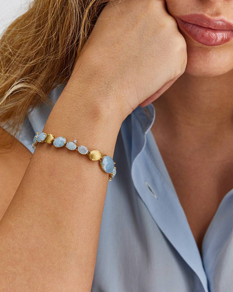Nanis Bracciale "IPANEMA" in oro, acquamarina e diamanti – Nanis Italian Jewels Pezzi Unici