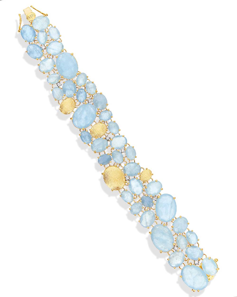 Nanis Bracciale "IPANEMA" a fascia in oro, acquamarina e diamanti – Nanis Italian Jewels Soddisfazione Garantita