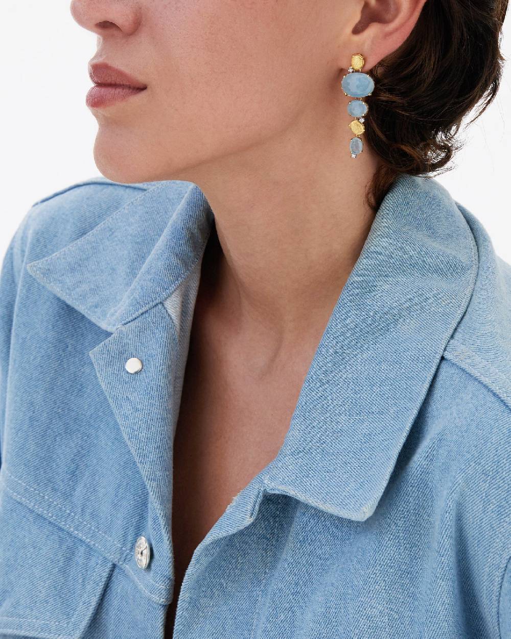 Nanis Orecchini "IPANEMA" pendenti in oro, acquamarina e diamanti – Nanis Italian Jewels Qualità Garantita