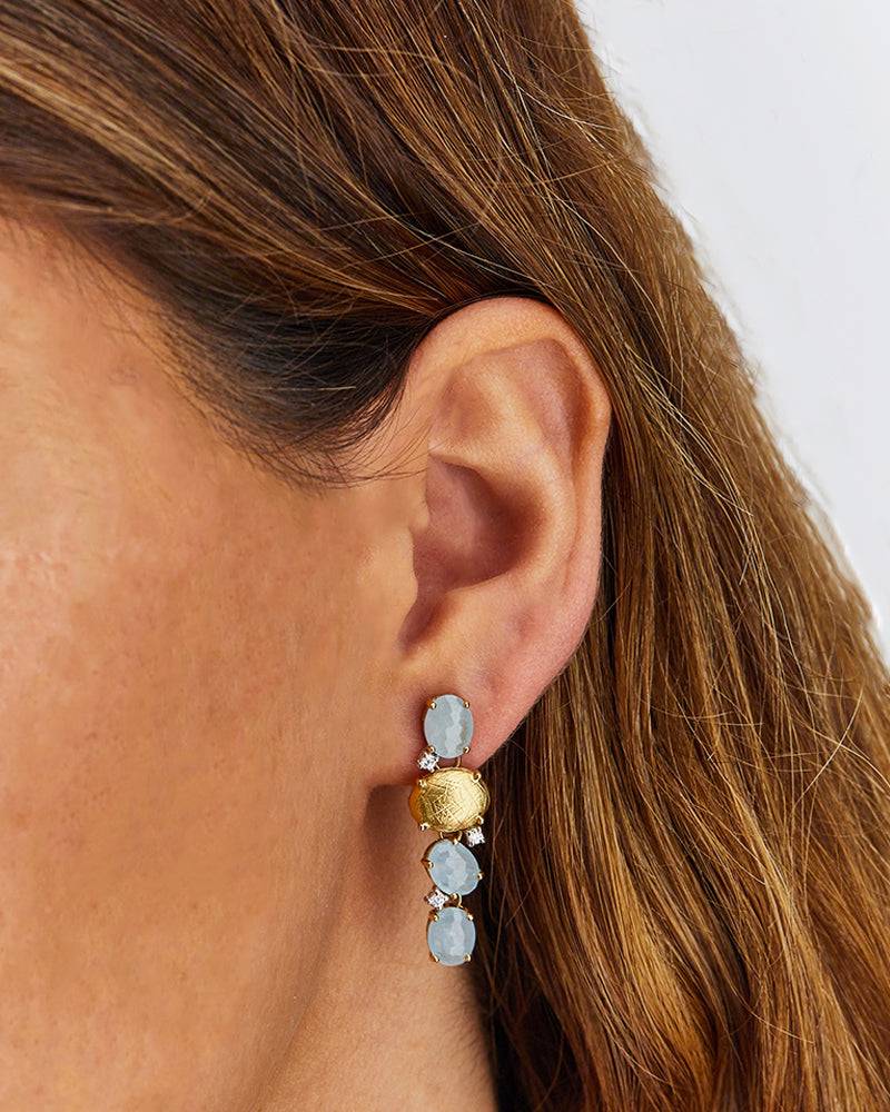 Nanis Orecchini "IPANEMA" pendenti in oro, acquamarina e dettagli di diamant – Nanis Italian Jewels Negozi Online