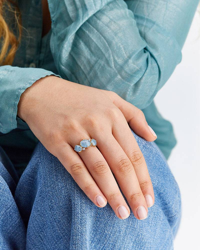 Nanis Anello "IPANEMA" in oro, acquamarina e dettagli di diamanti – Nanis Italian Jewels Consegna Veloce