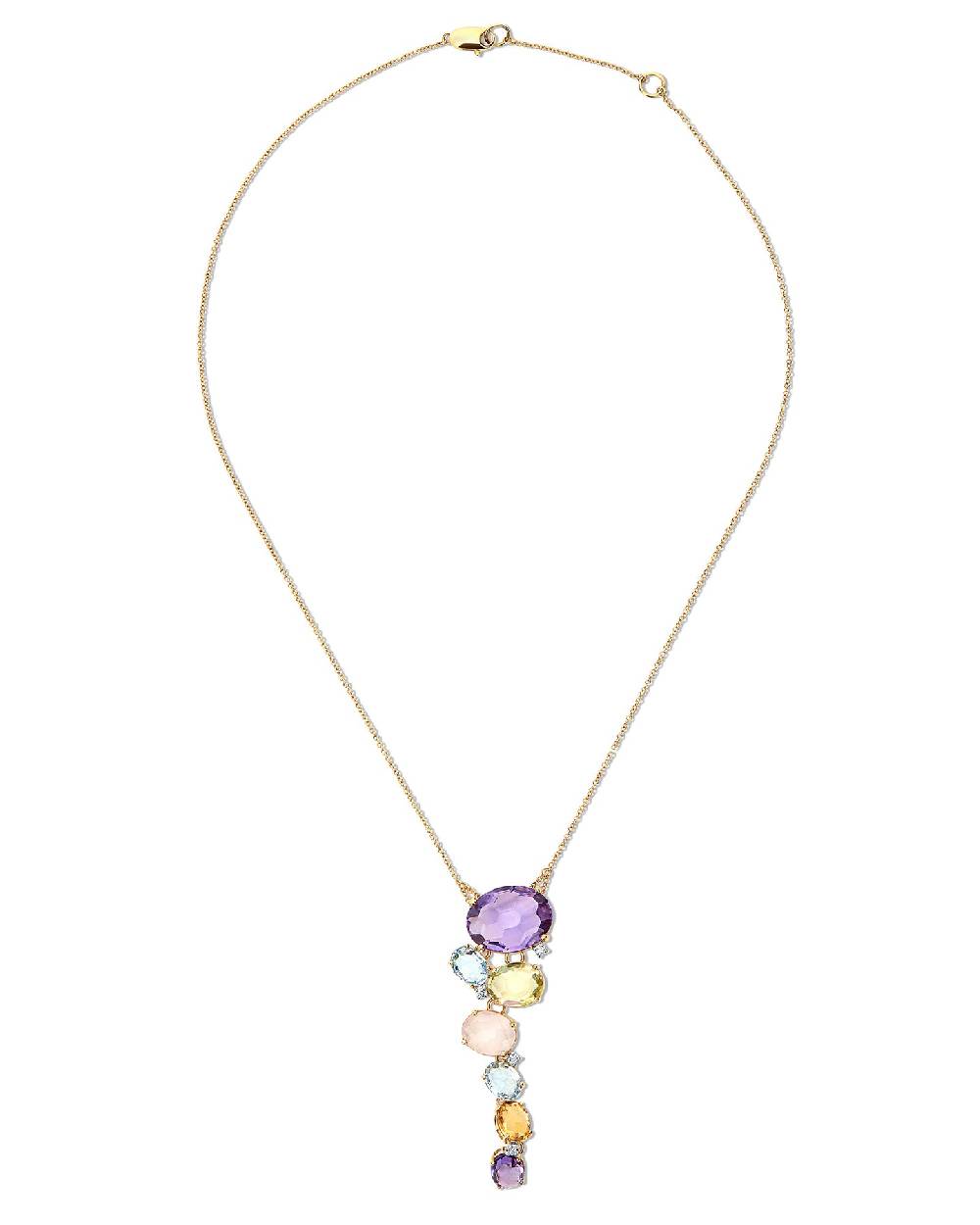 Nanis Collana "IPANEMA"con pendente in oro, ametista, topazio blu, quarzo e – Nanis Italian Jewels Fino Al -60%