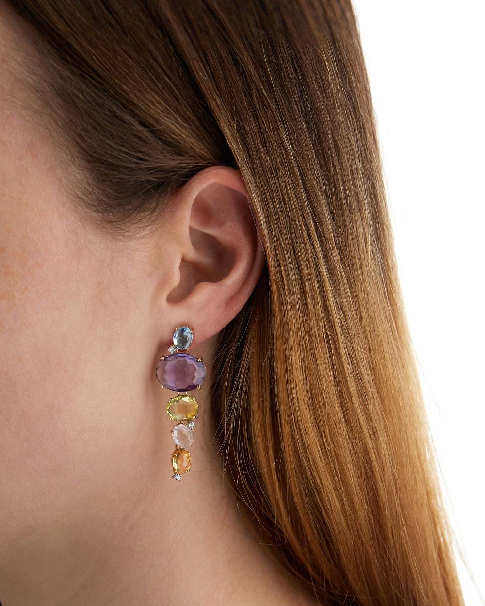 Nanis Orecchini "IPANEMA"pendenti in oro, ametista, topazio blu, quarzo e di – Nanis Italian Jewels Shopping Online