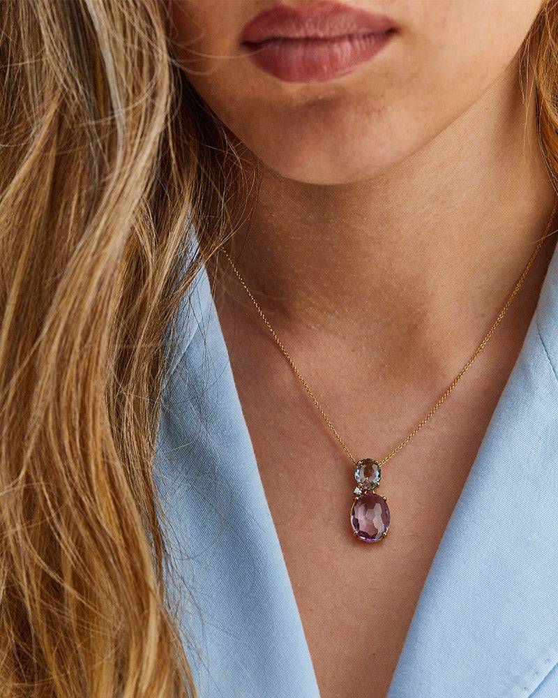 Nanis Collana "IPANEMA" in oro, ametista, topazio blu e dettaglio di diamant – Nanis Italian Jewels Novità