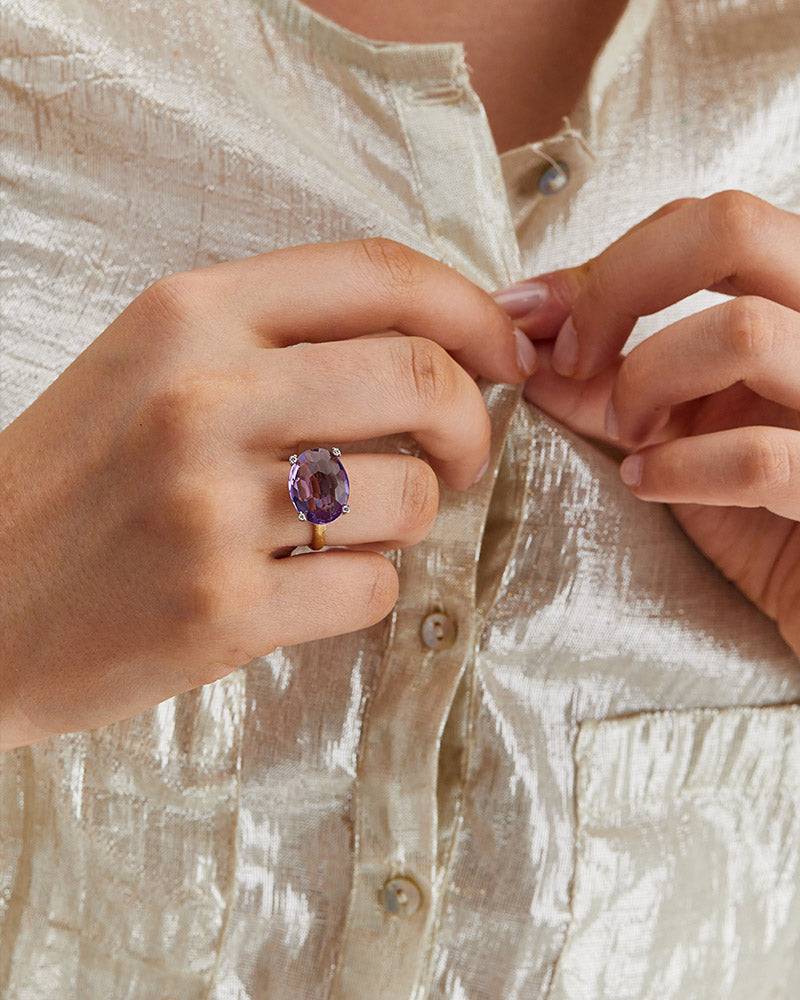 Nanis Anello "IPANEMA" in oro, ametista e dettagli di diamanti – Nanis Italian Jewels Sconto