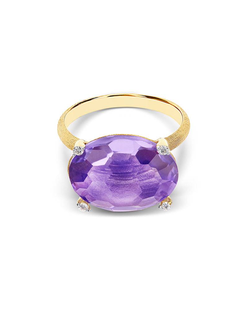 Nanis Anello "IPANEMA" in oro, ametista e dettagli di diamanti – Nanis Italian Jewels Sconto