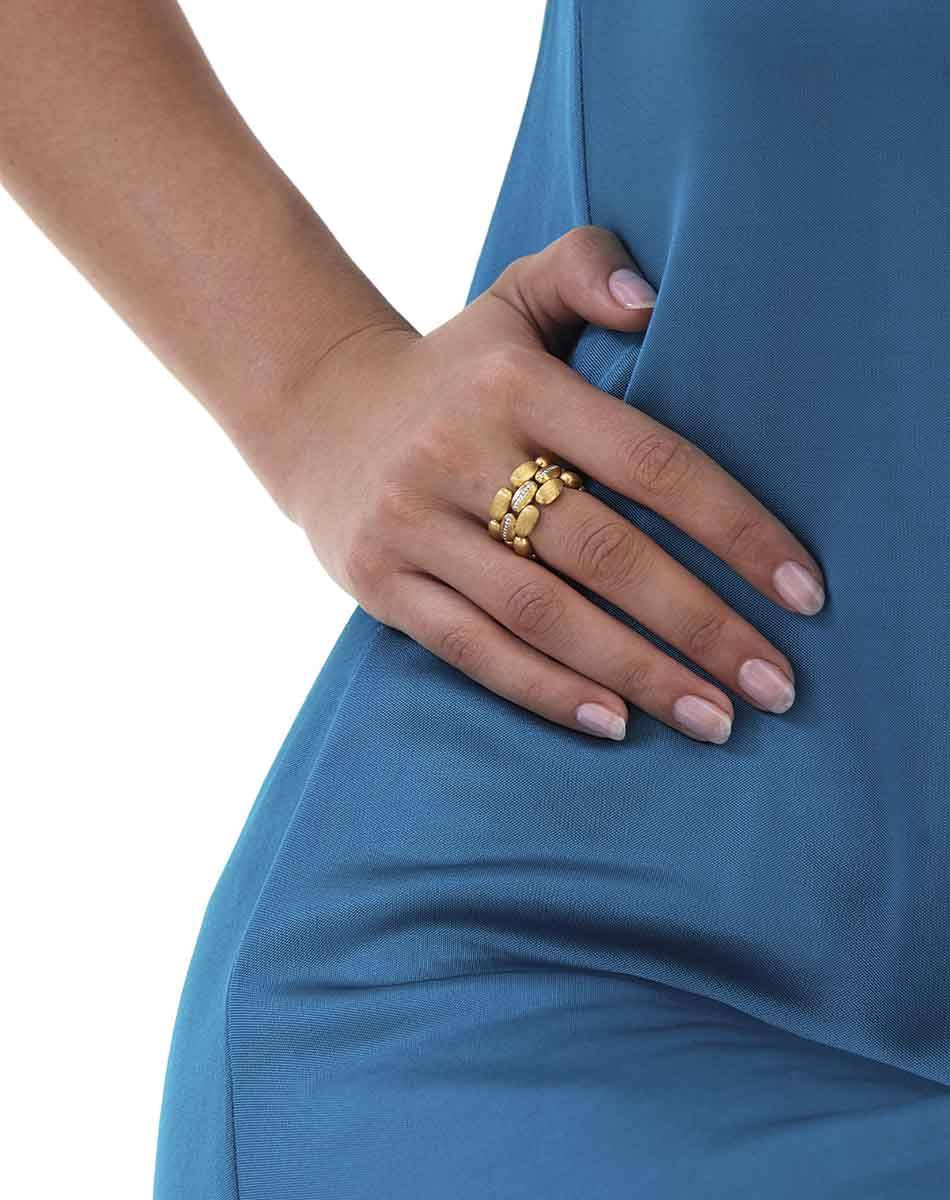 Nanis Anello “Diva” a tripla fascia in oro e diamanti – Nanis Italian Jewels Nuovo