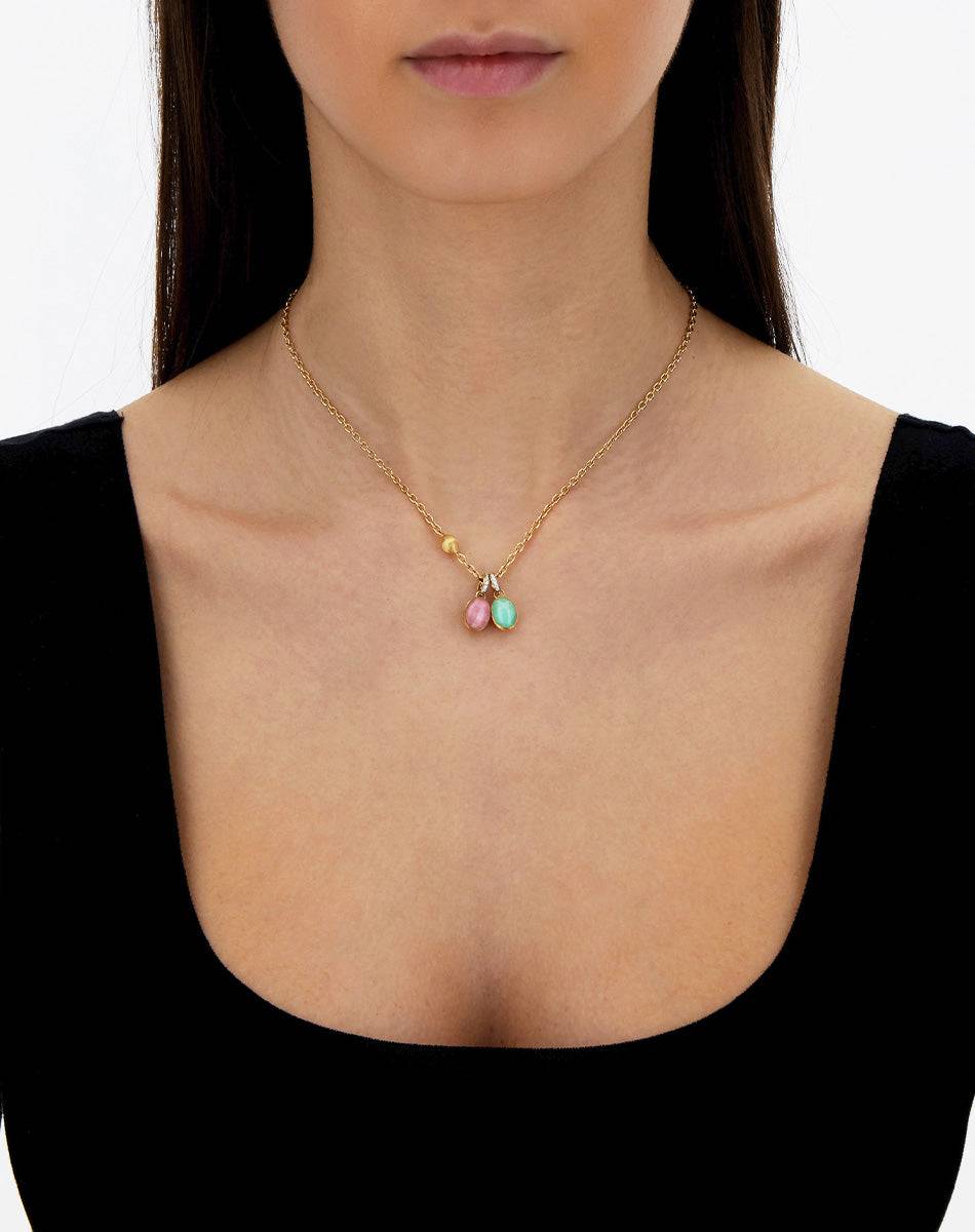 Nanis collana a catena con charms pendenti "boules" in oro inciso, diamanti – Nanis Italian Jewels Shopping Online