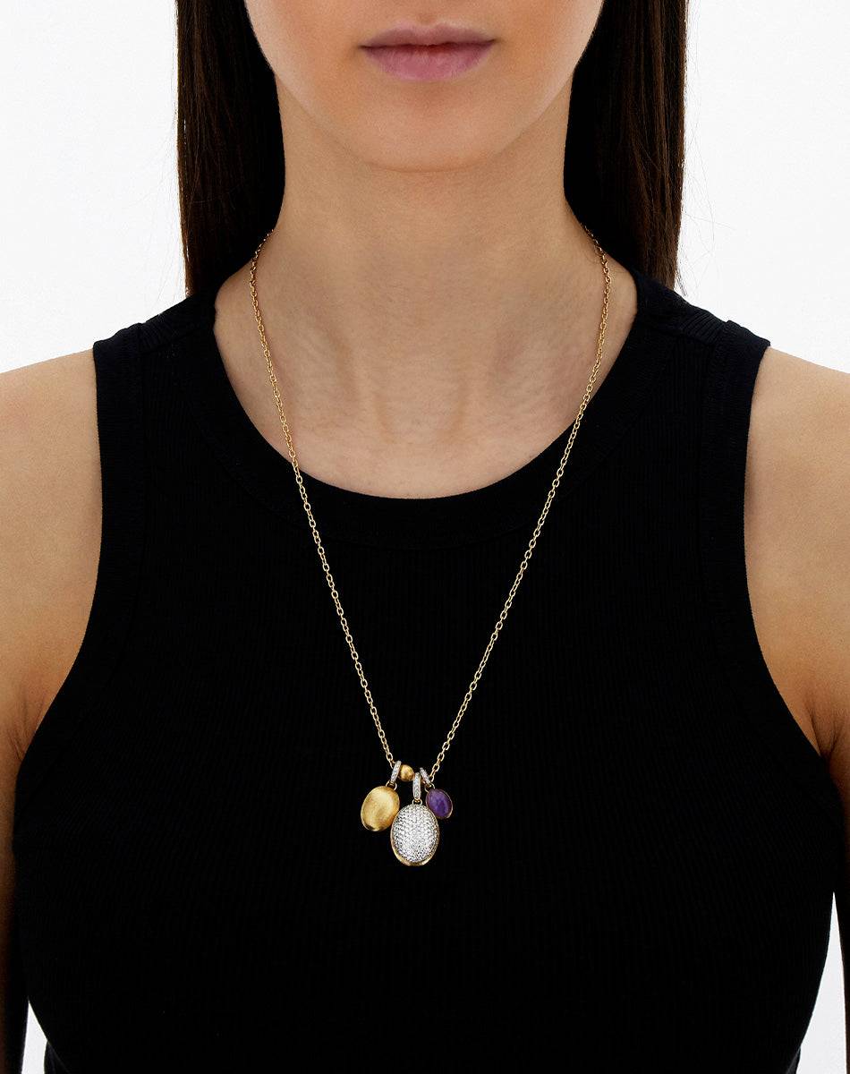 Nanis collana a catena con charms pendenti "boules" in oro inciso, diamanti – Nanis Italian Jewels Sconto