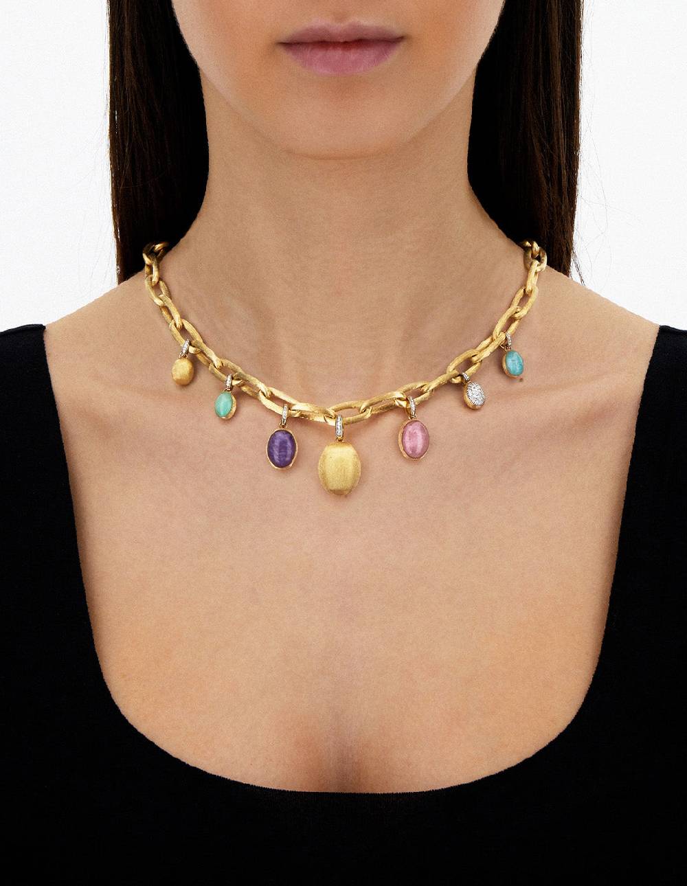 Nanis collana a catena "libera" con charms colorati in oro, diamanti e pietr – Nanis Italian Jewels Online