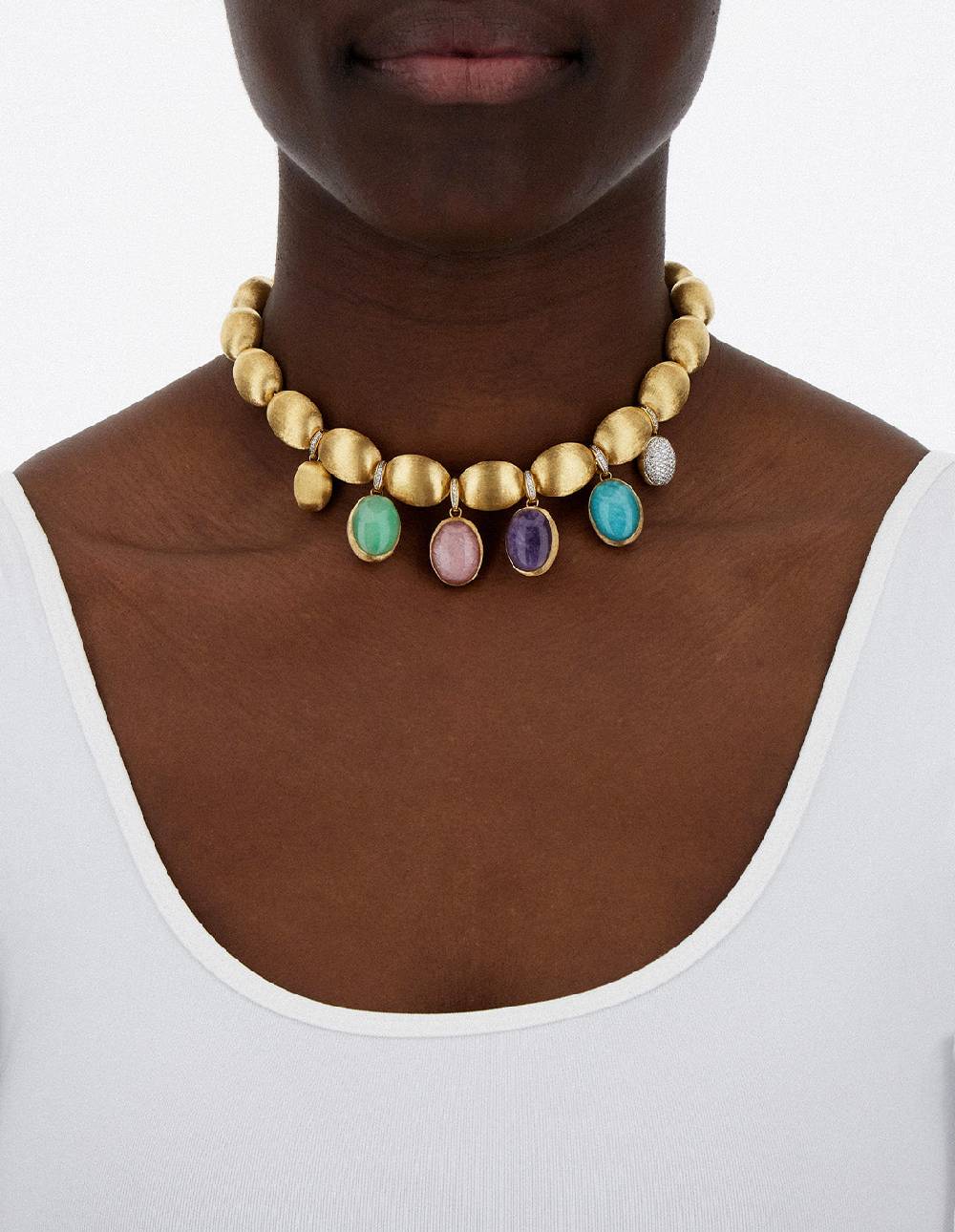 Nanis collana di perle "muse" con charms colorati in oro, diamanti e pietre – Nanis Italian Jewels Outlet
