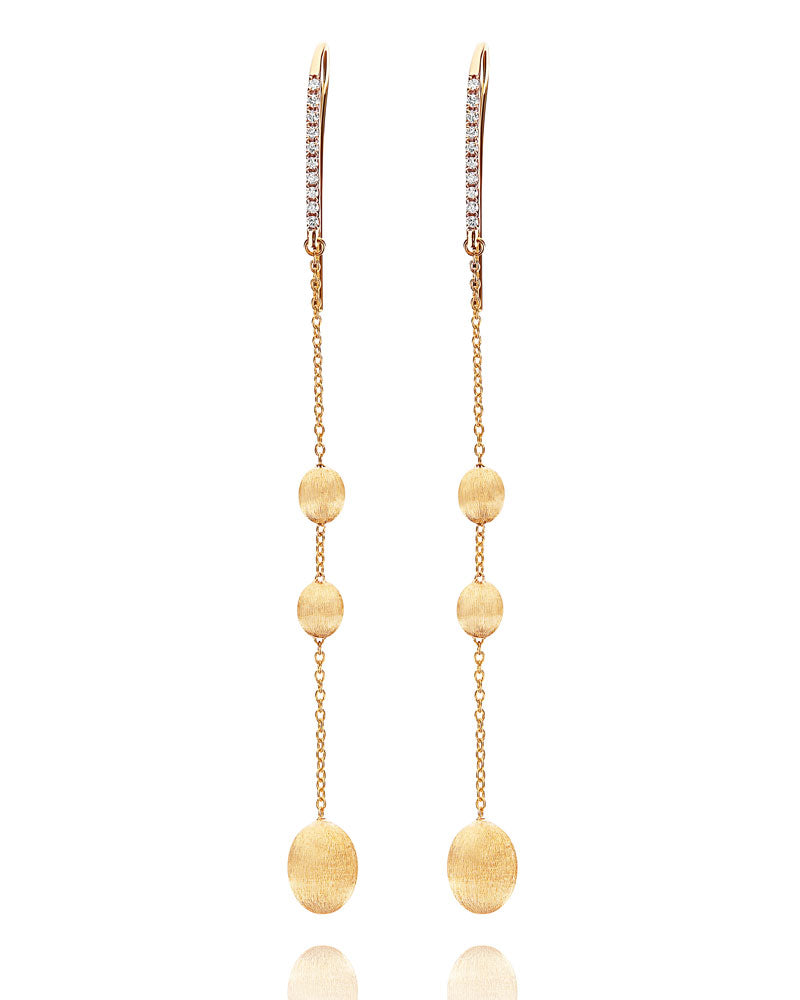 Nanis Orecchini "soffio" pendenti lunghi in oro e diamanti – Nanis Italian Jewels
