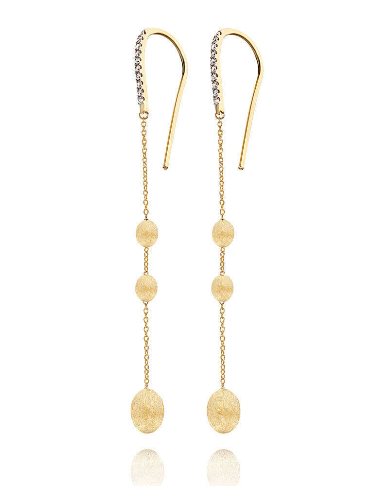 Nanis Orecchini "soffio" pendenti lunghi in oro e diamanti – Nanis Italian Jewels Vendita Calda