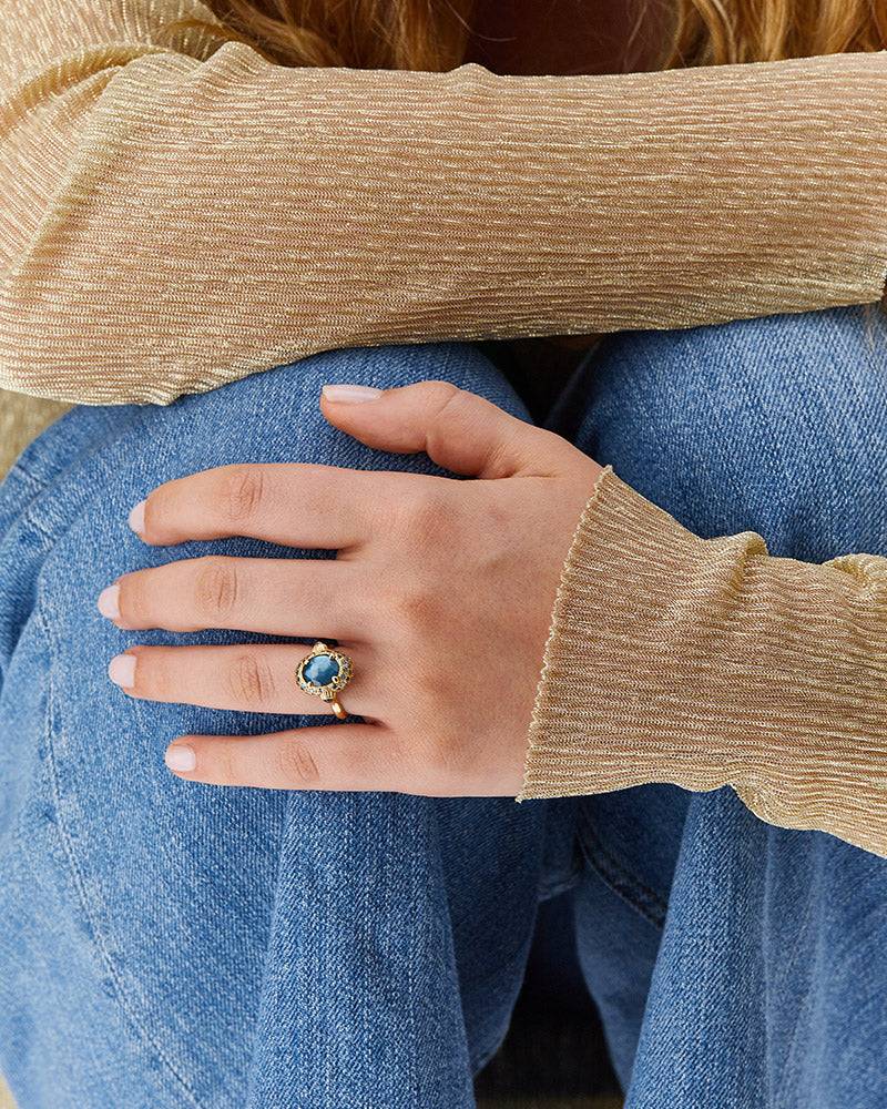 Nanis Anello "DANCING REVERSE" double face in in oro, diamanti blu, topazio – Nanis Italian Jewels Comprare a buon mercato