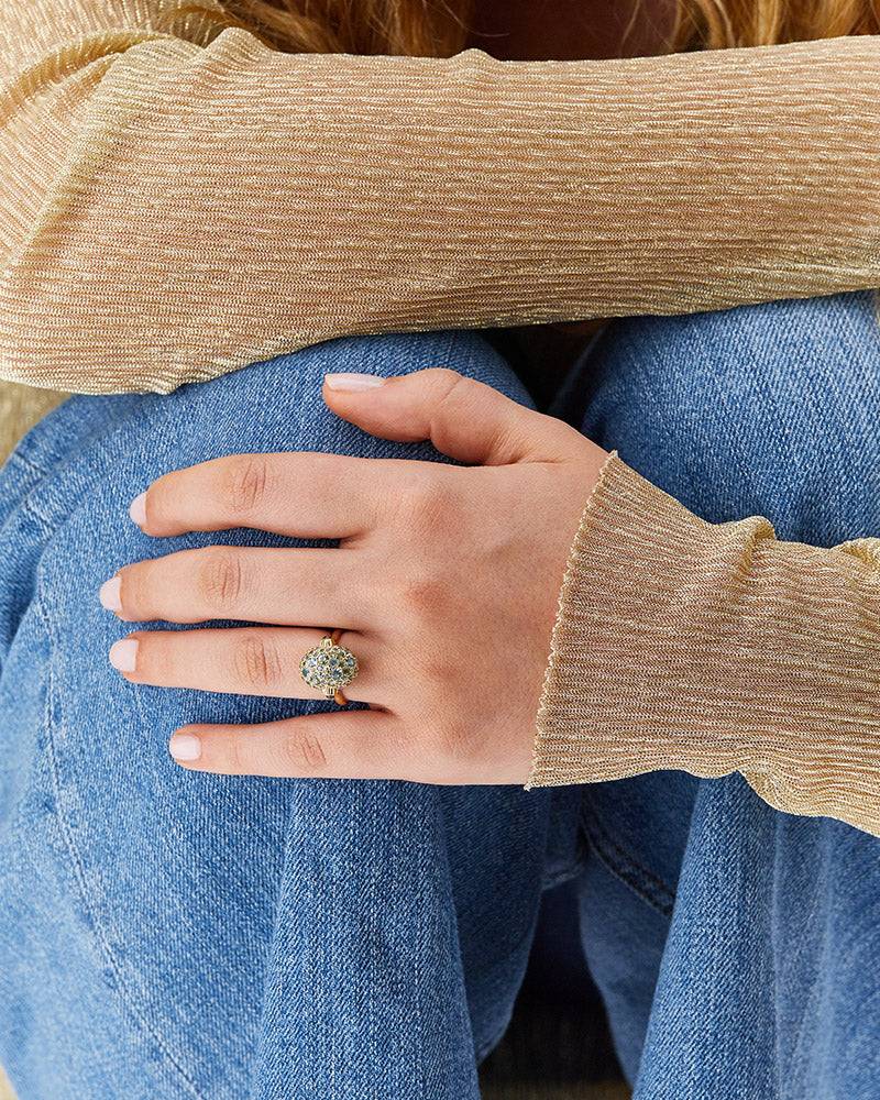 Nanis Anello "DANCING REVERSE" double face in in oro, diamanti blu, topazio – Nanis Italian Jewels Comprare a buon mercato