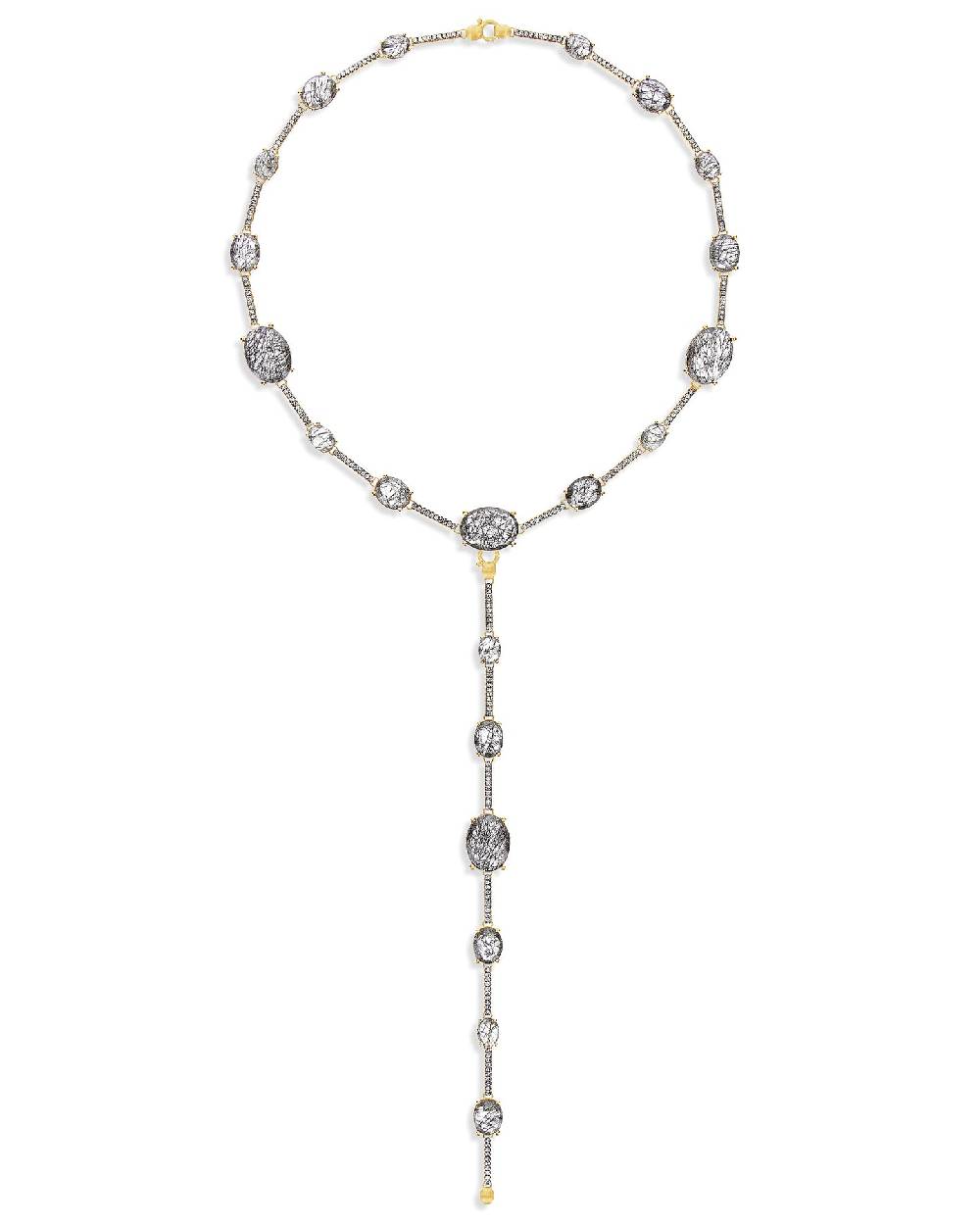 Nanis Collana girocollo "ARIA" in oro, quarzo rutilato grigio e barrette di – Nanis Italian Jewels Flash Sale