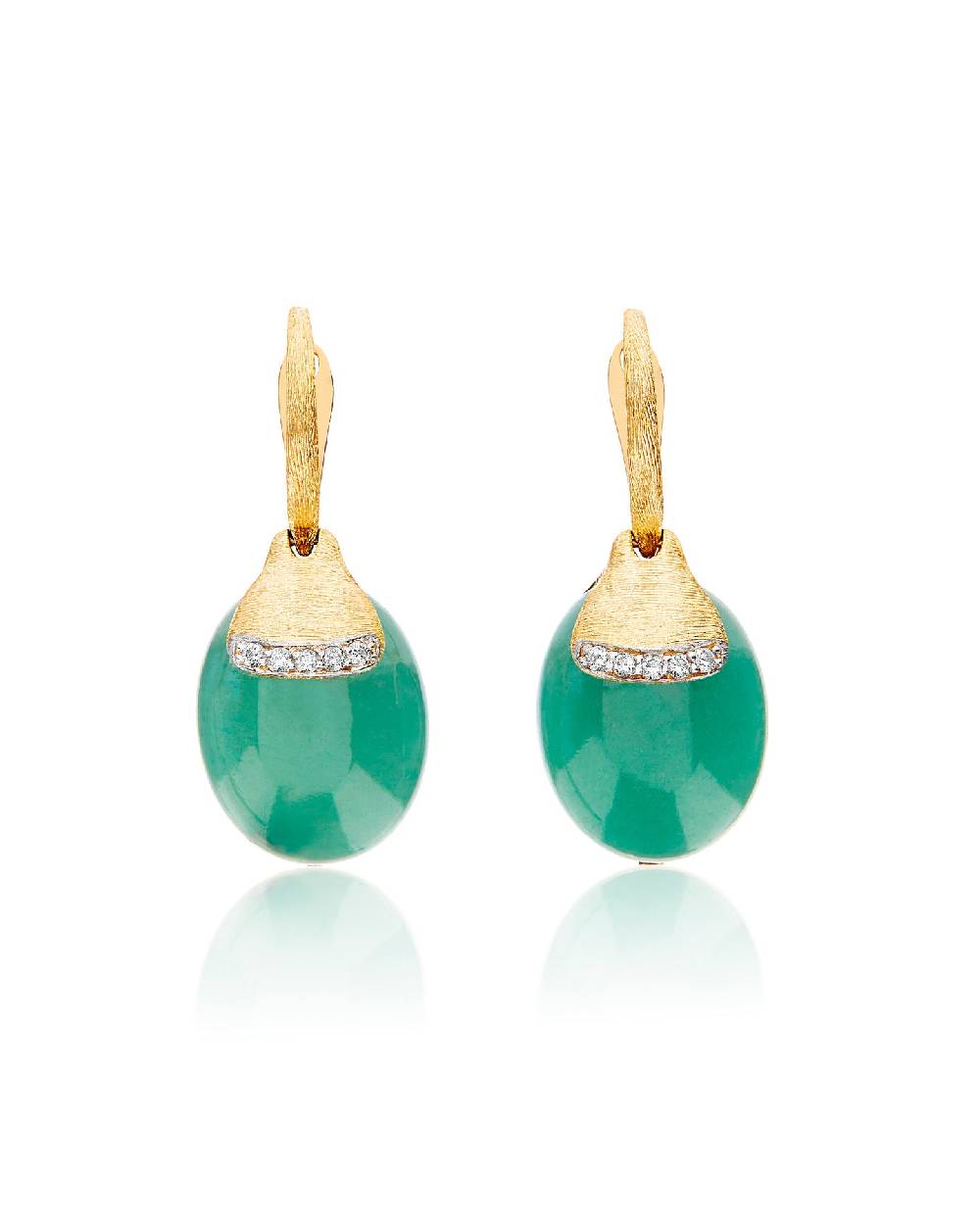 Nanis Orecchini ciliegine "AMAZZONIA" pendenti in oro, avventurina verde e d – Nanis Italian Jewels