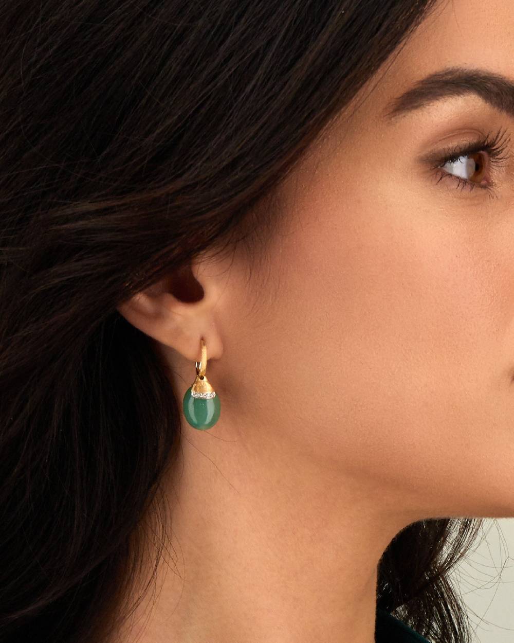 Nanis Orecchini ciliegine "AMAZZONIA" pendenti in oro, avventurina verde e d – Nanis Italian Jewels 2025