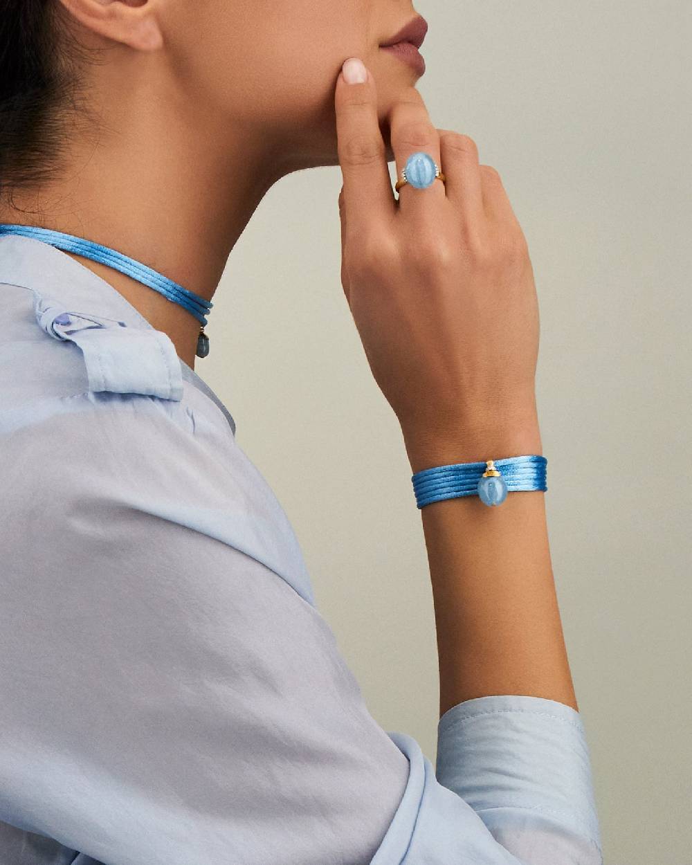Nanis Pendente "AZURE" in oro, diamanti e acquamarina milk (grande) – Nanis Italian Jewels Vendita Economica