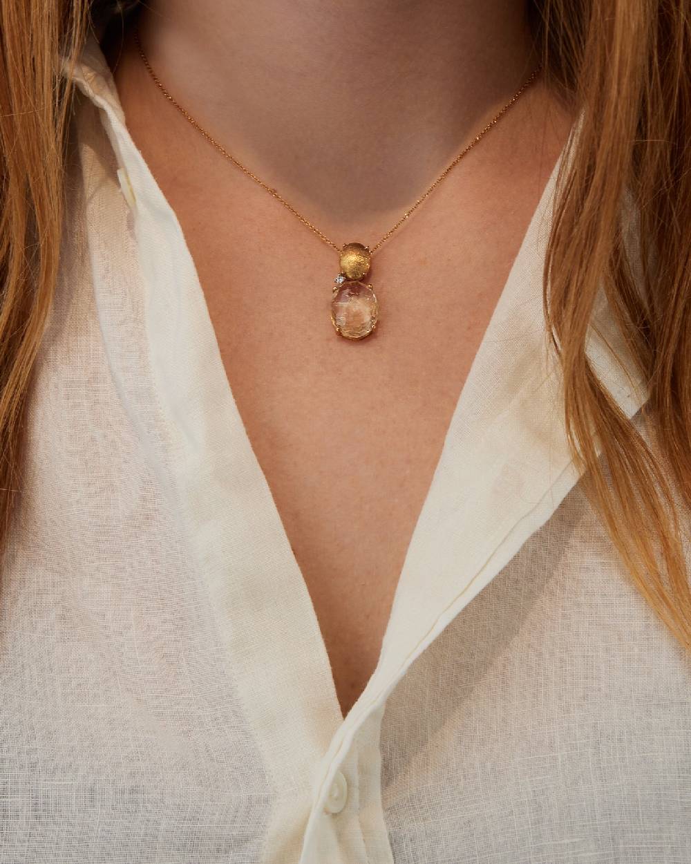 Nanis Collana "IPANEMA" con boule pendente in oro, quarzo rutilato giallo e – Nanis Italian Jewels I Più Venduti