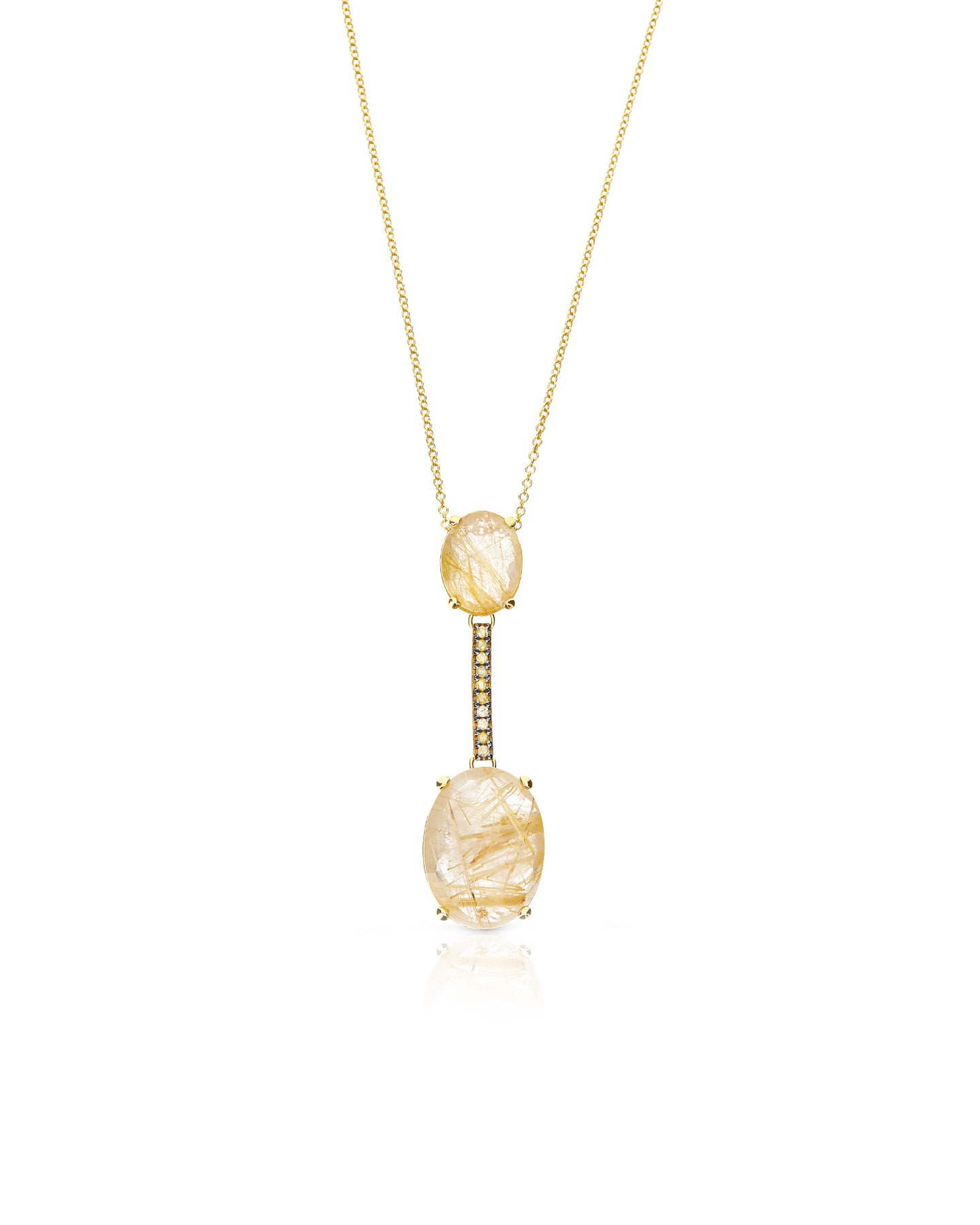 Nanis Collana "IPANEMA" con pendente in oro, quarzo rutilato giallo e barret – Nanis Italian Jewels