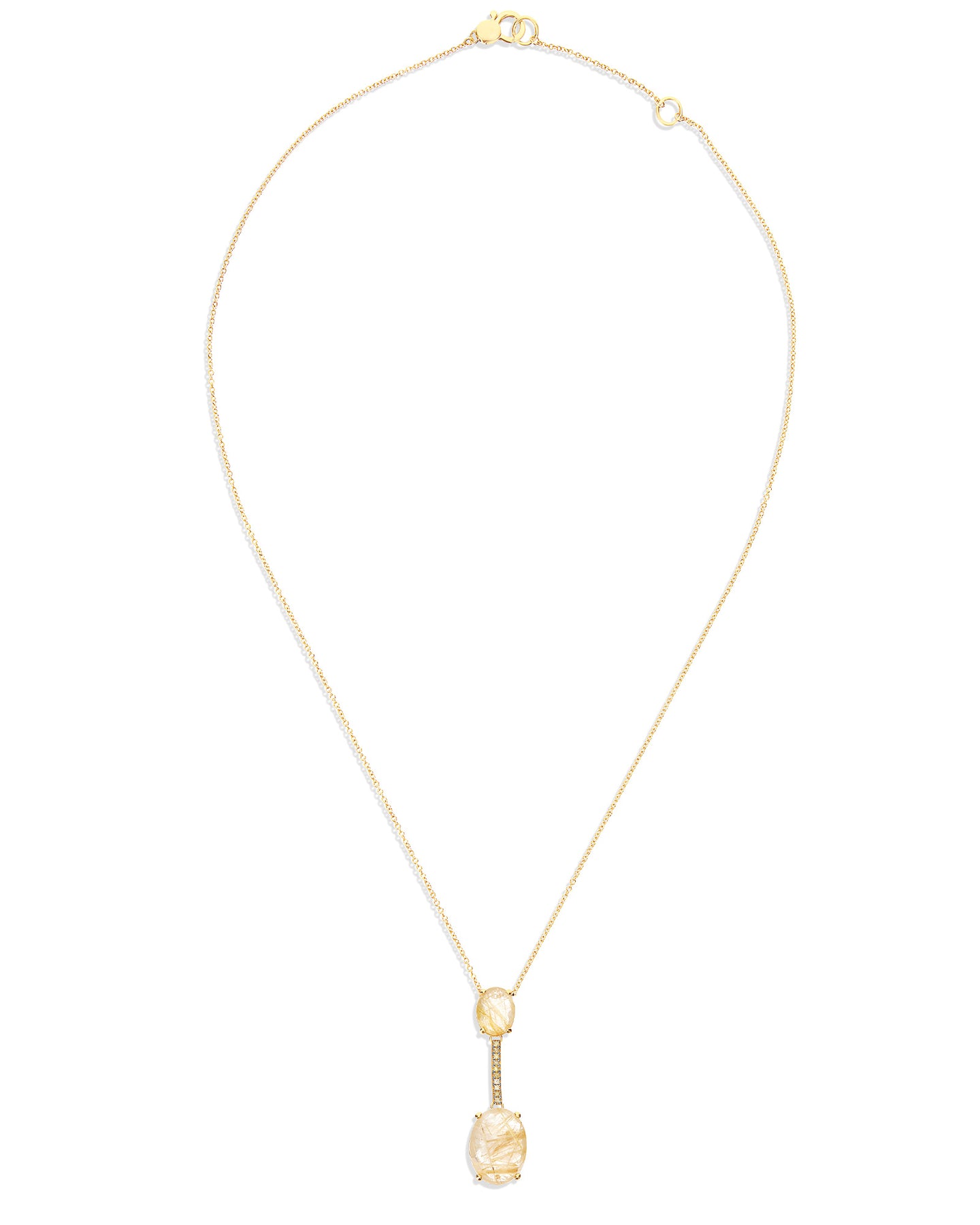 Nanis Collana "IPANEMA" con pendente in oro, quarzo rutilato giallo e barret – Nanis Italian Jewels Negozio