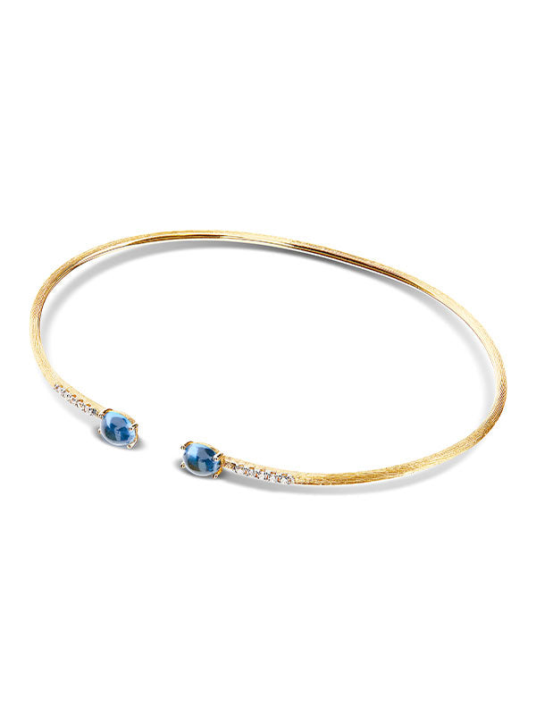 Nanis Bracciale a schiava "DANCING AZURE" inciso a mano in oro, diamanti e t – Nanis Italian Jewels Offerta speciale della fabbrica